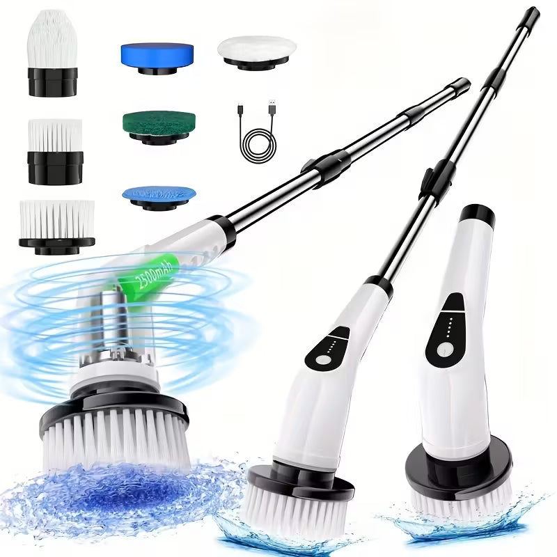 7-in-1 Cordless Electric Spin Scrubber – Extendable Cleaning Brush with 7 Brush Heads